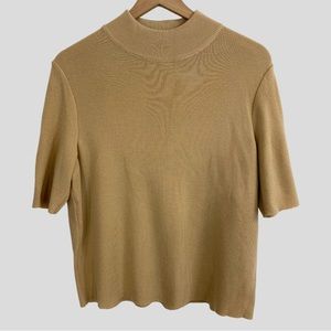 Stizzoli Made in Italy Tan Knit Wool Short Sleeve Top Size 50